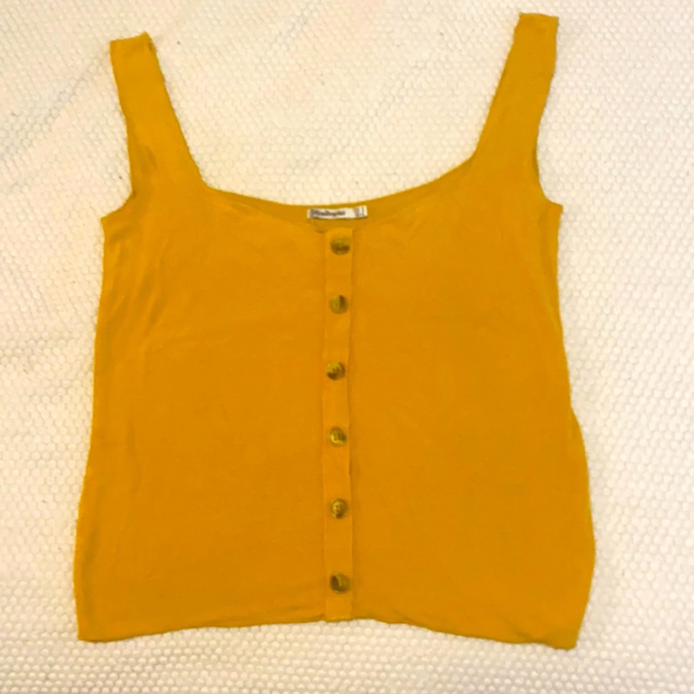 Stradivarius tank top t-shirt mustard yellow sizeS